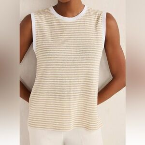 Haven Well Within Loft Linen Stripe Crewneck Tank Size Medium NWOT Ivory Multi